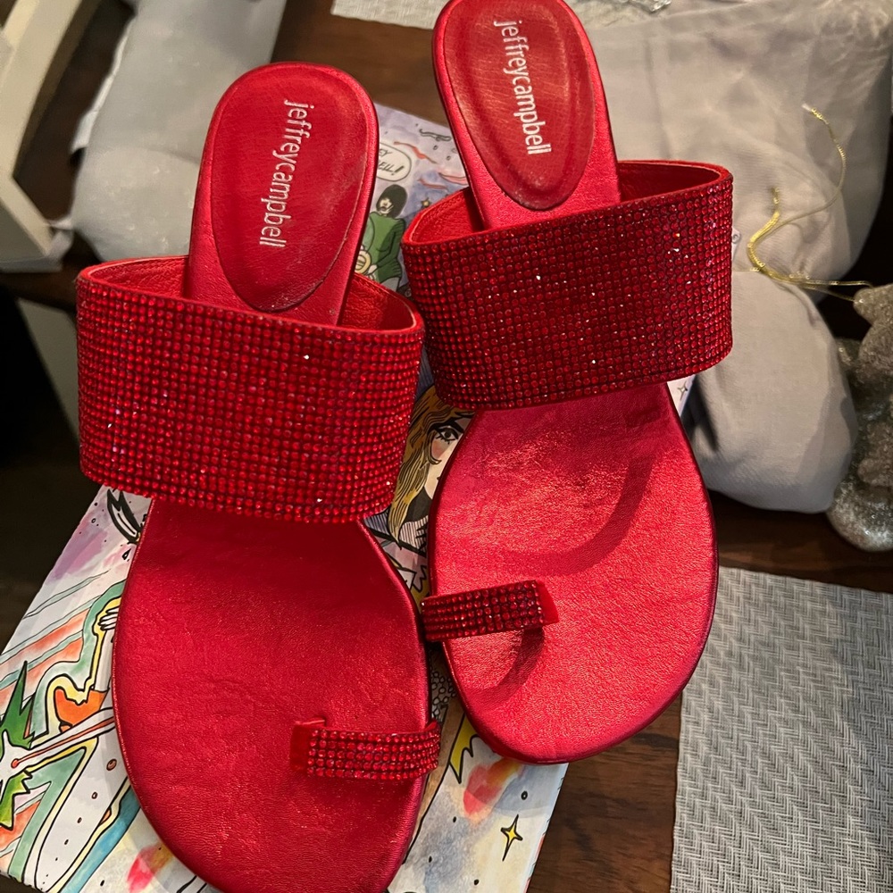 Jeffrey Campbell size 10 red bling sandals
